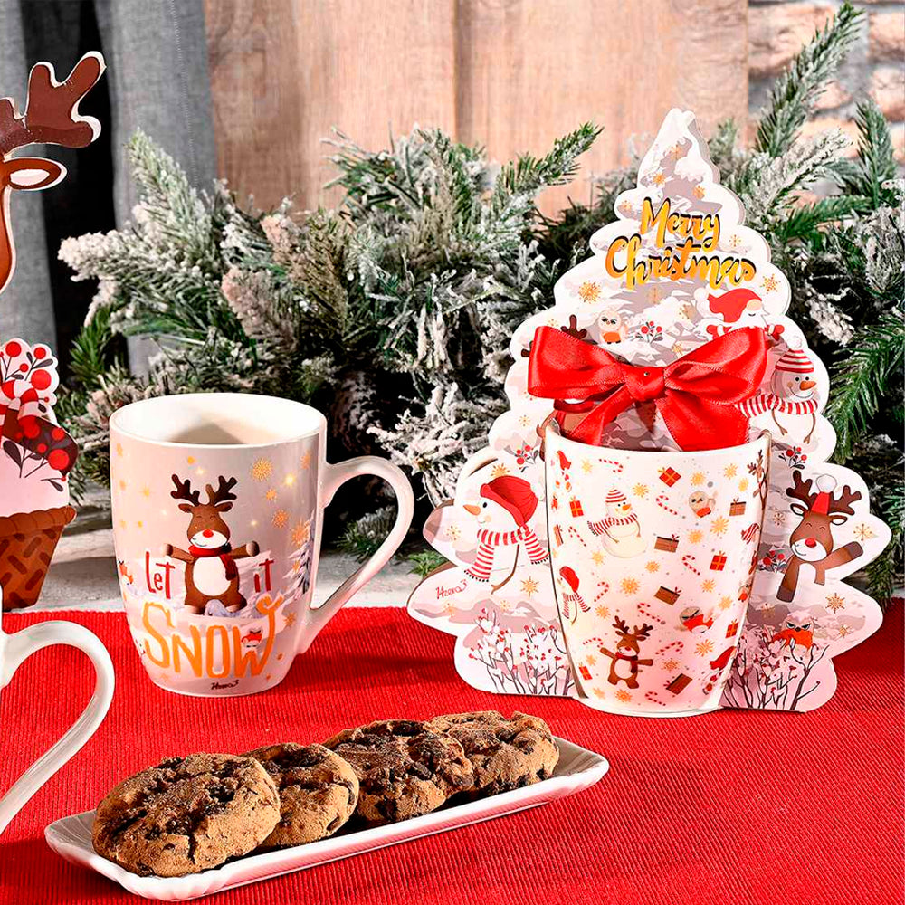 Taza navideña con caja Reno / Árbol