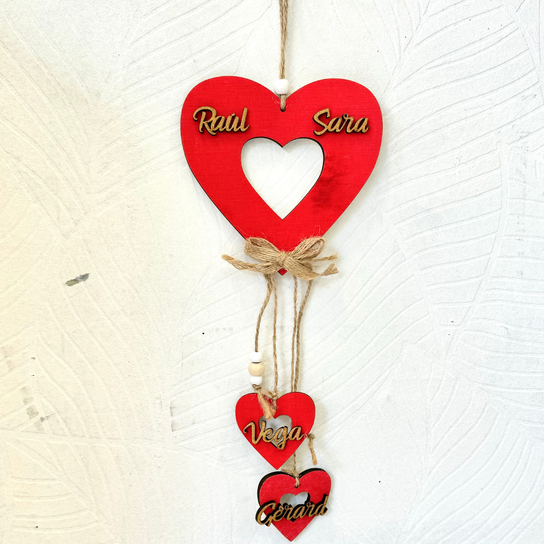 Corazón para colgar con nombres