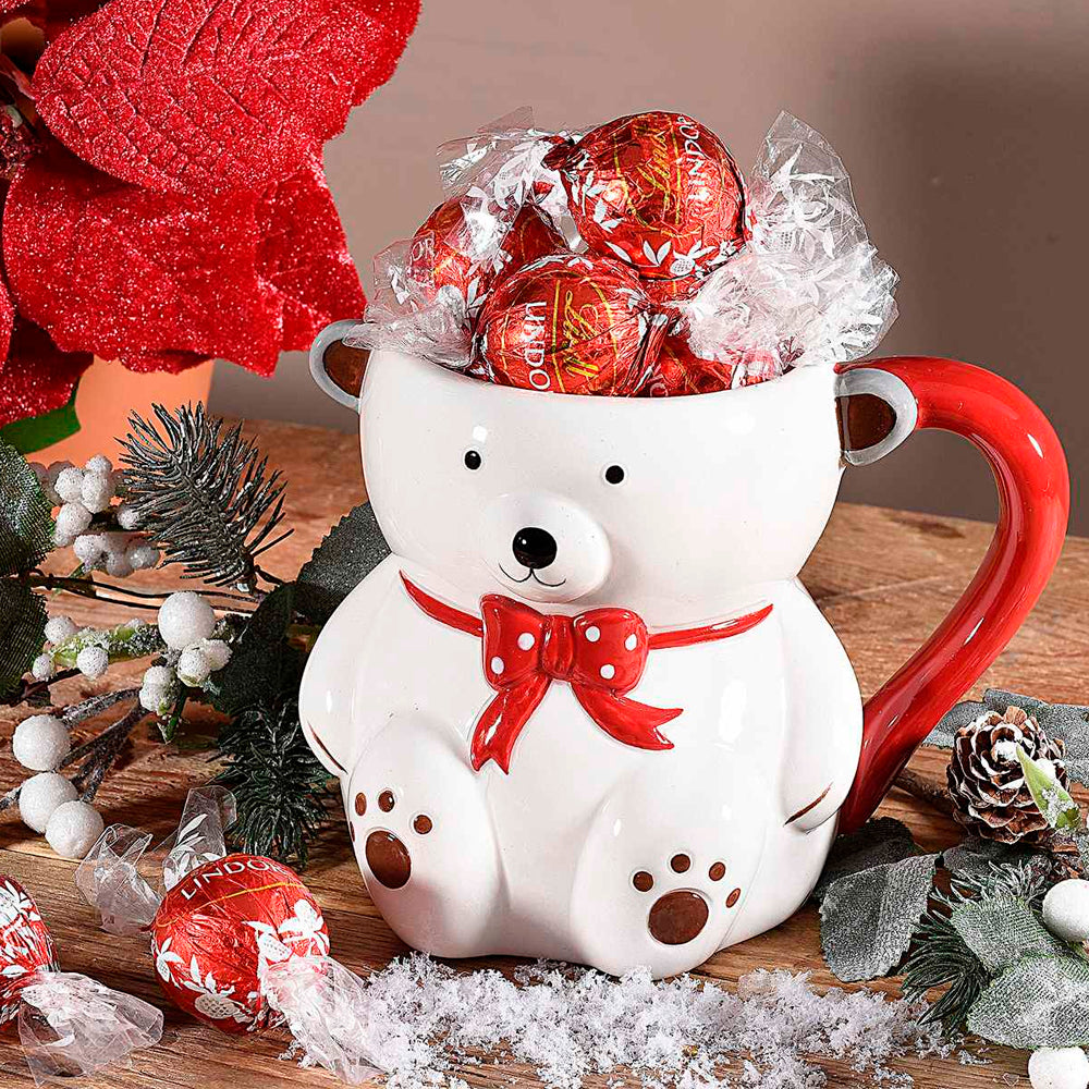 Taza Oso con lazo rojo