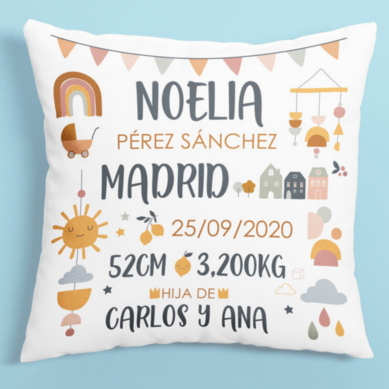 Cojín personalizado Natalicio