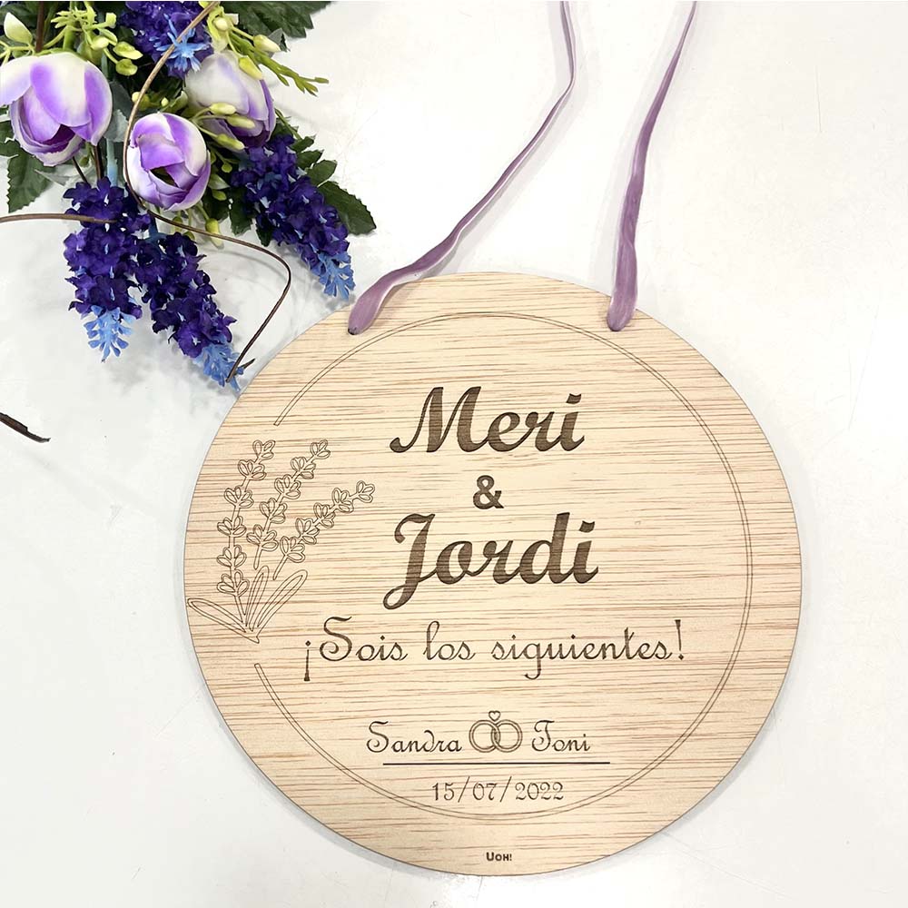 Placa madera Sois los siguientes Lavanda