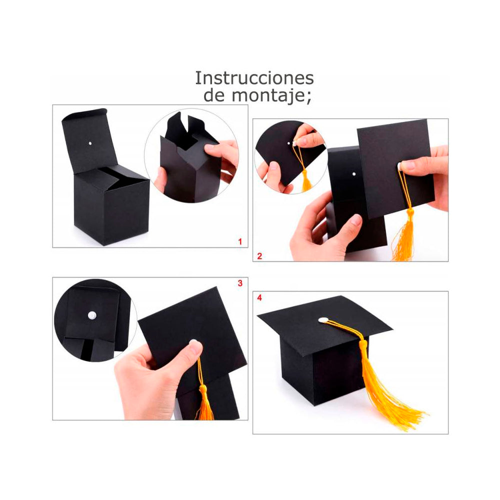Cajita forma birrete Graduación