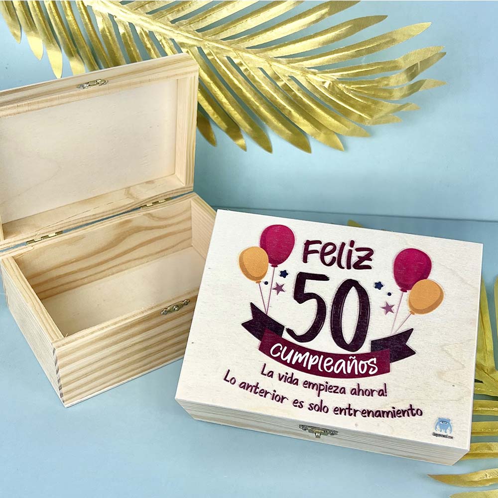 Caja madera 50 Cumpleaños