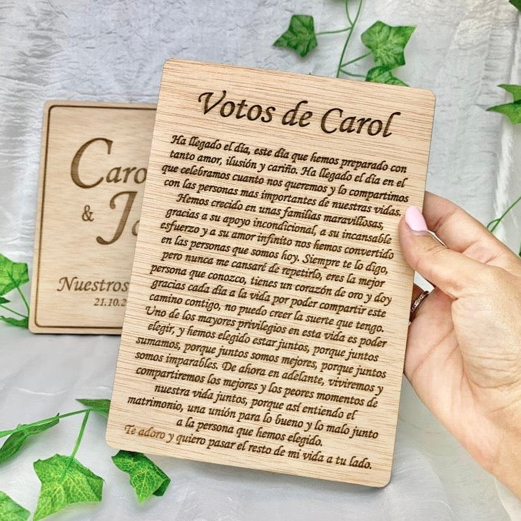 Tablón de madera Votos Matrimoniales
