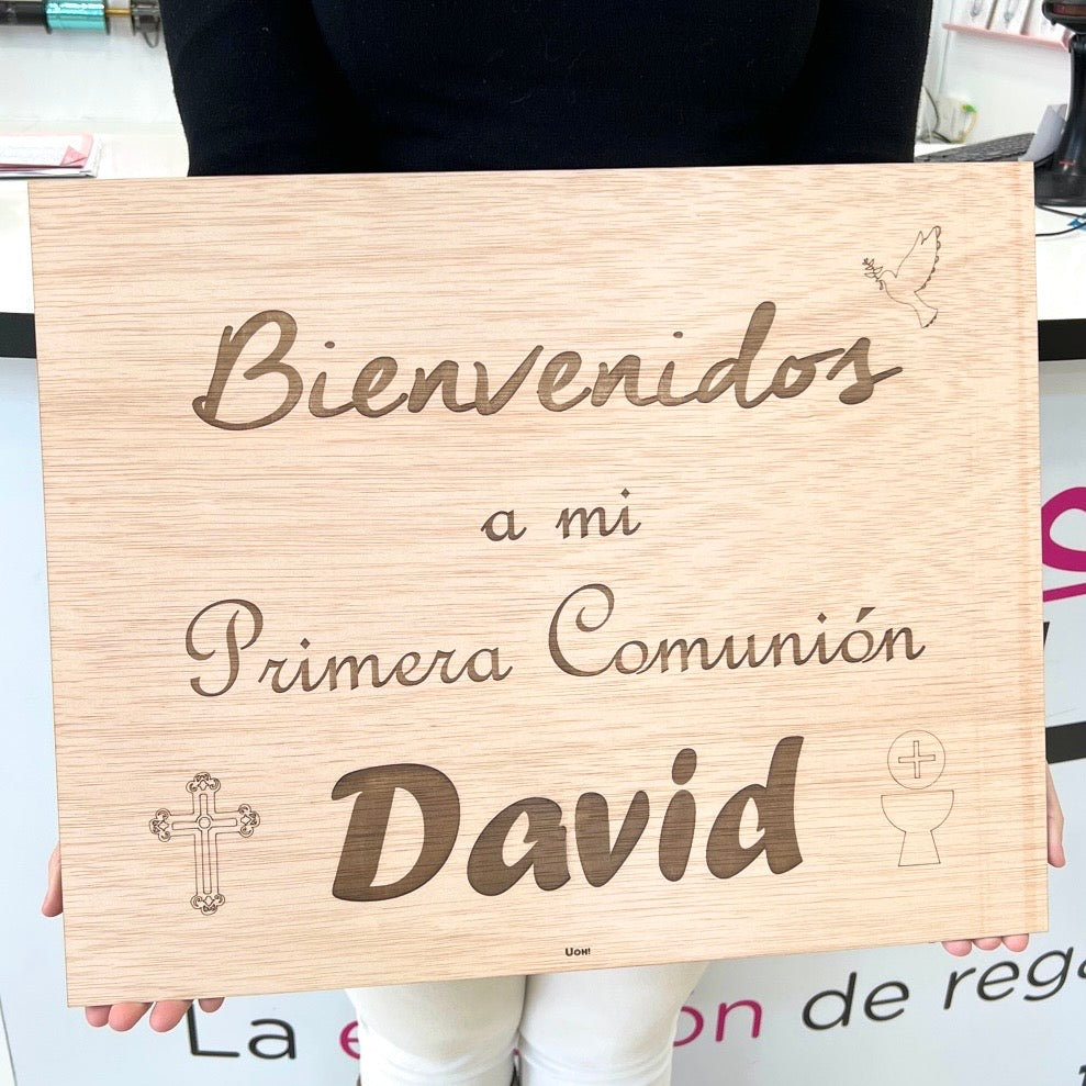 Cartel Madera Bienvenidos Comunión