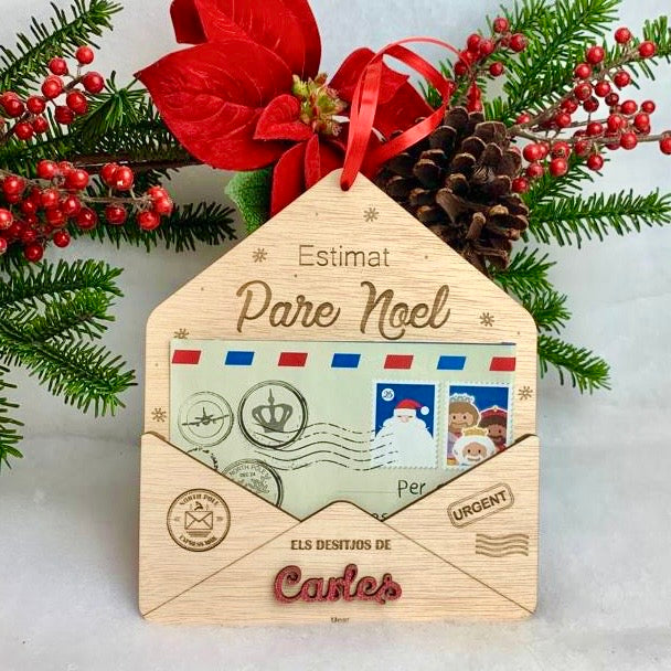 Sobre de madera para cartas de Papá Noel