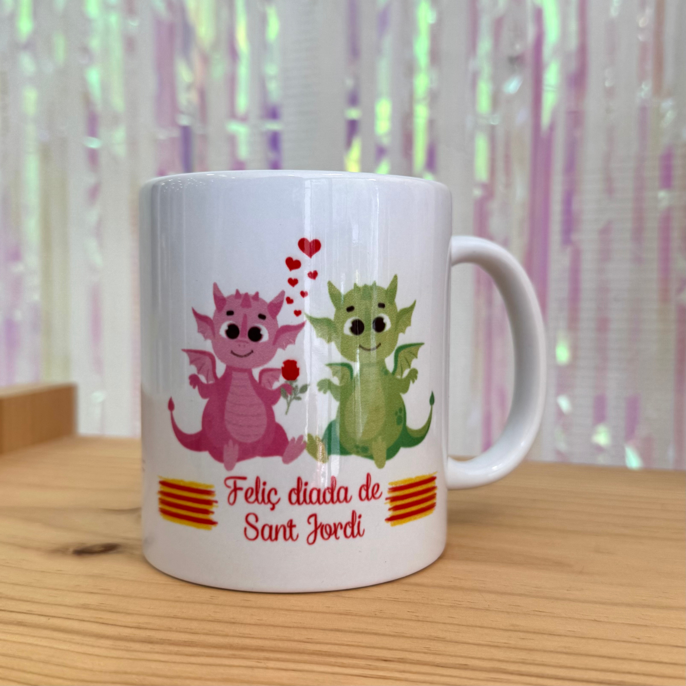 Taza Dragones rosa y verde