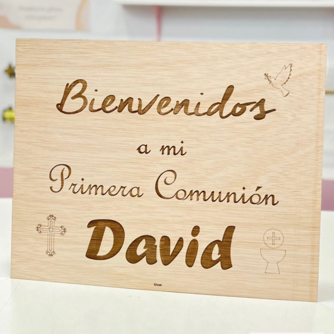 Cartel Madera Bienvenidos Comunión