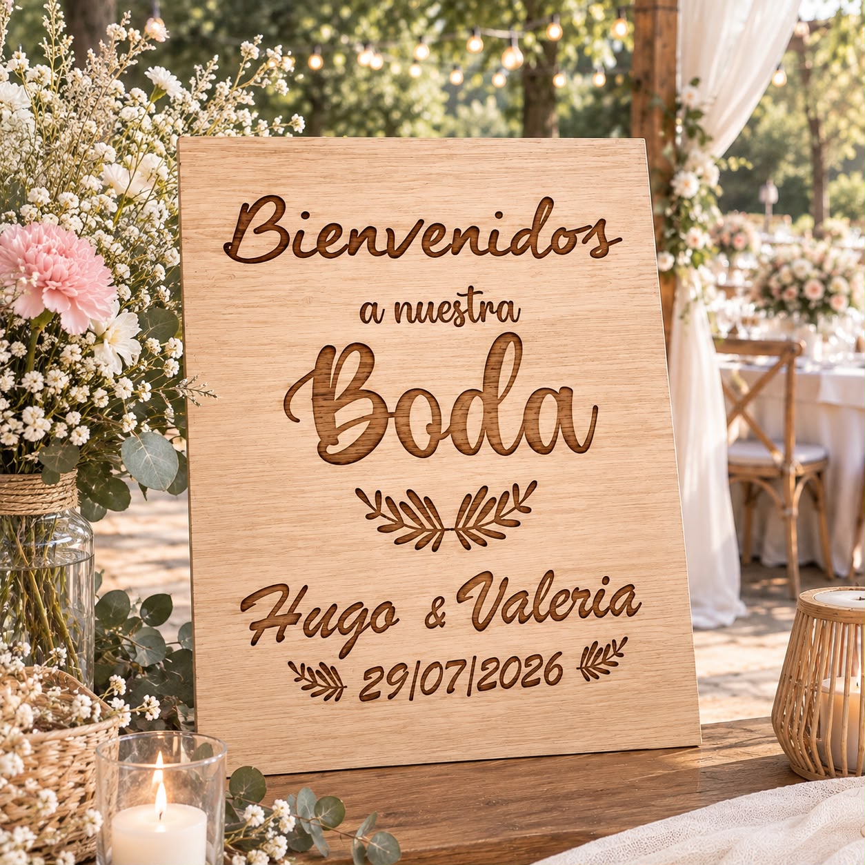 Cartel Bienvenidos a nuestra boda (vertical)