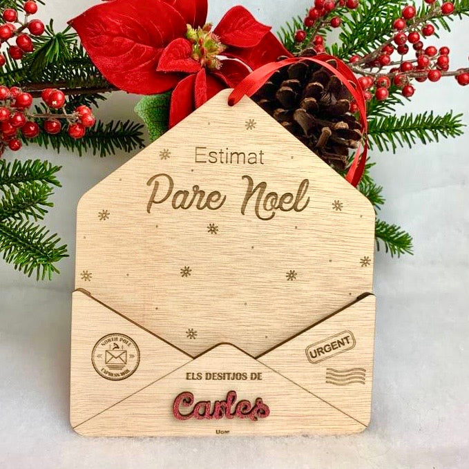 Sobre de madera para cartas de Papá Noel