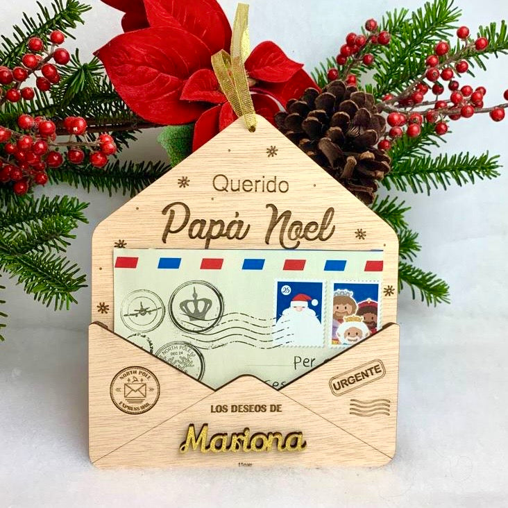 Sobre de madera para cartas de Papá Noel
