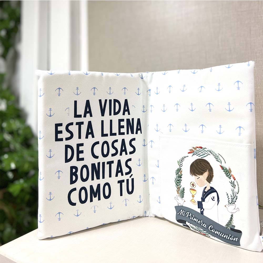 Postal de peluche Mi primera comunión anclas