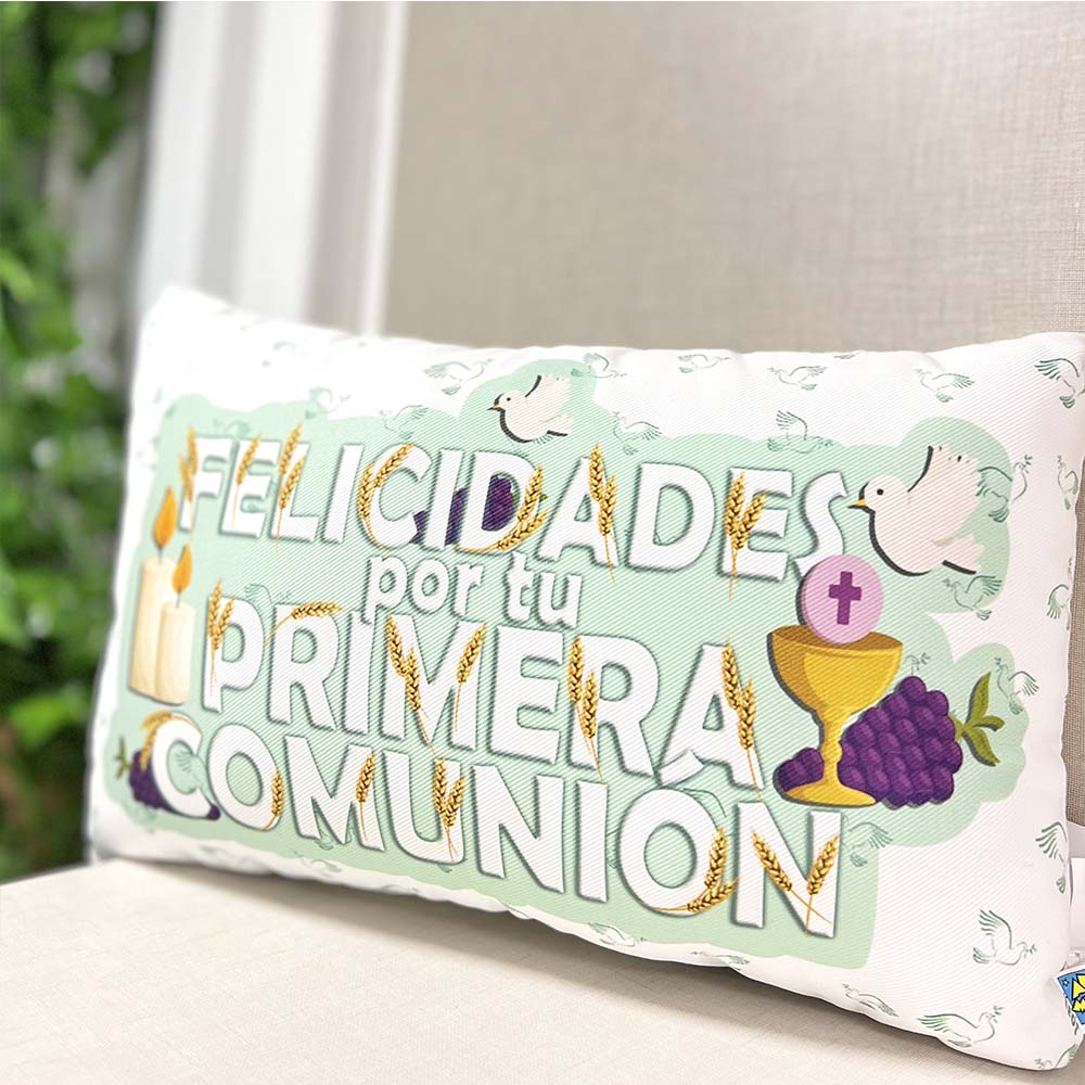 Cojín Felicidades por tu primera comunión