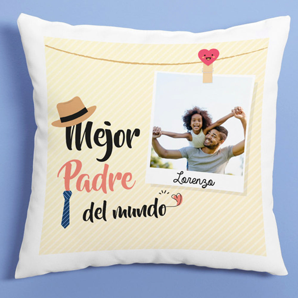Cojín personalizado Padre polaroid