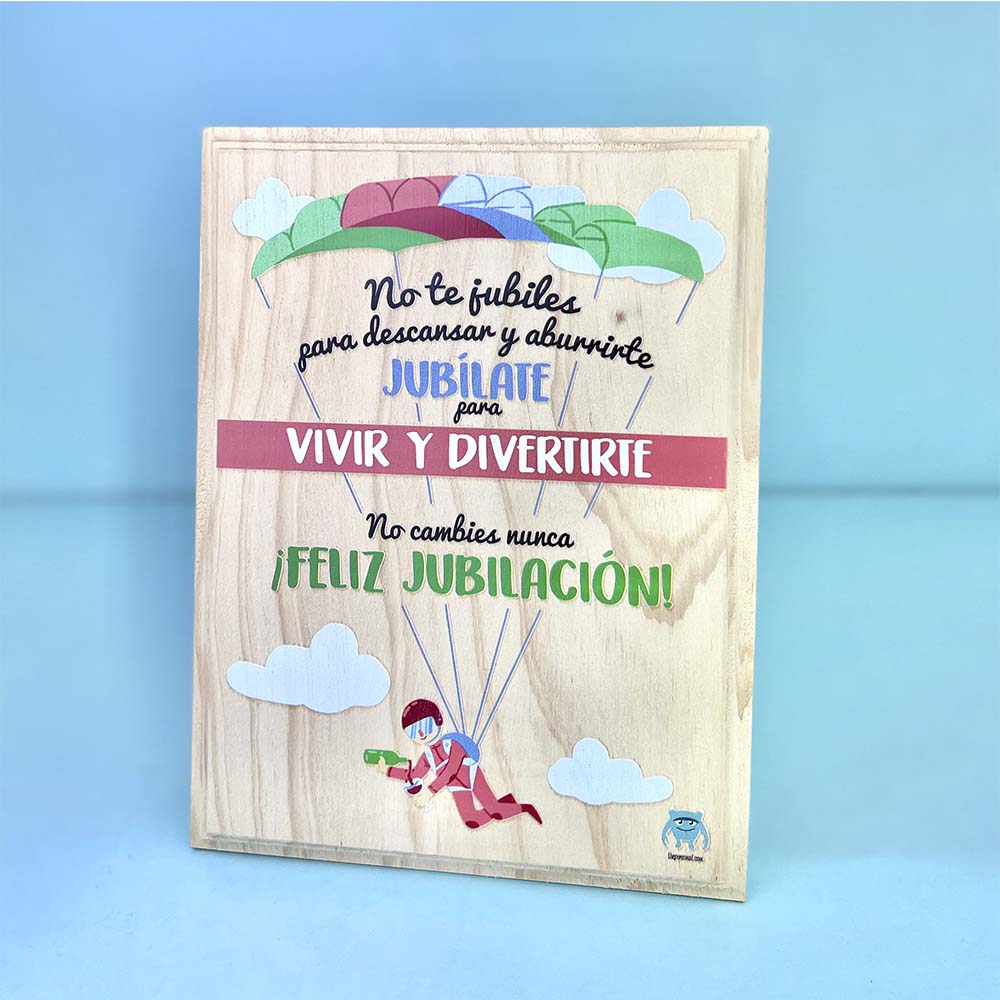 Placa madera Jubilación