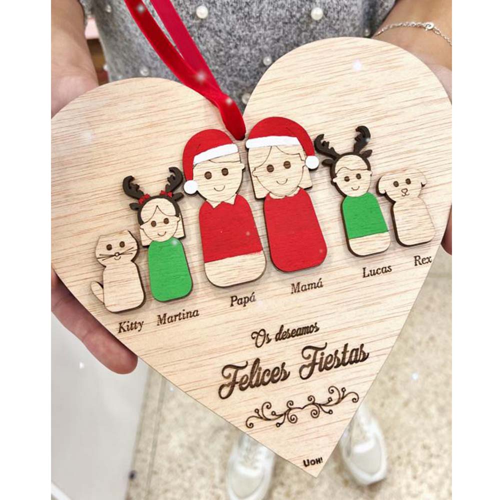 Corazón familia navideña
