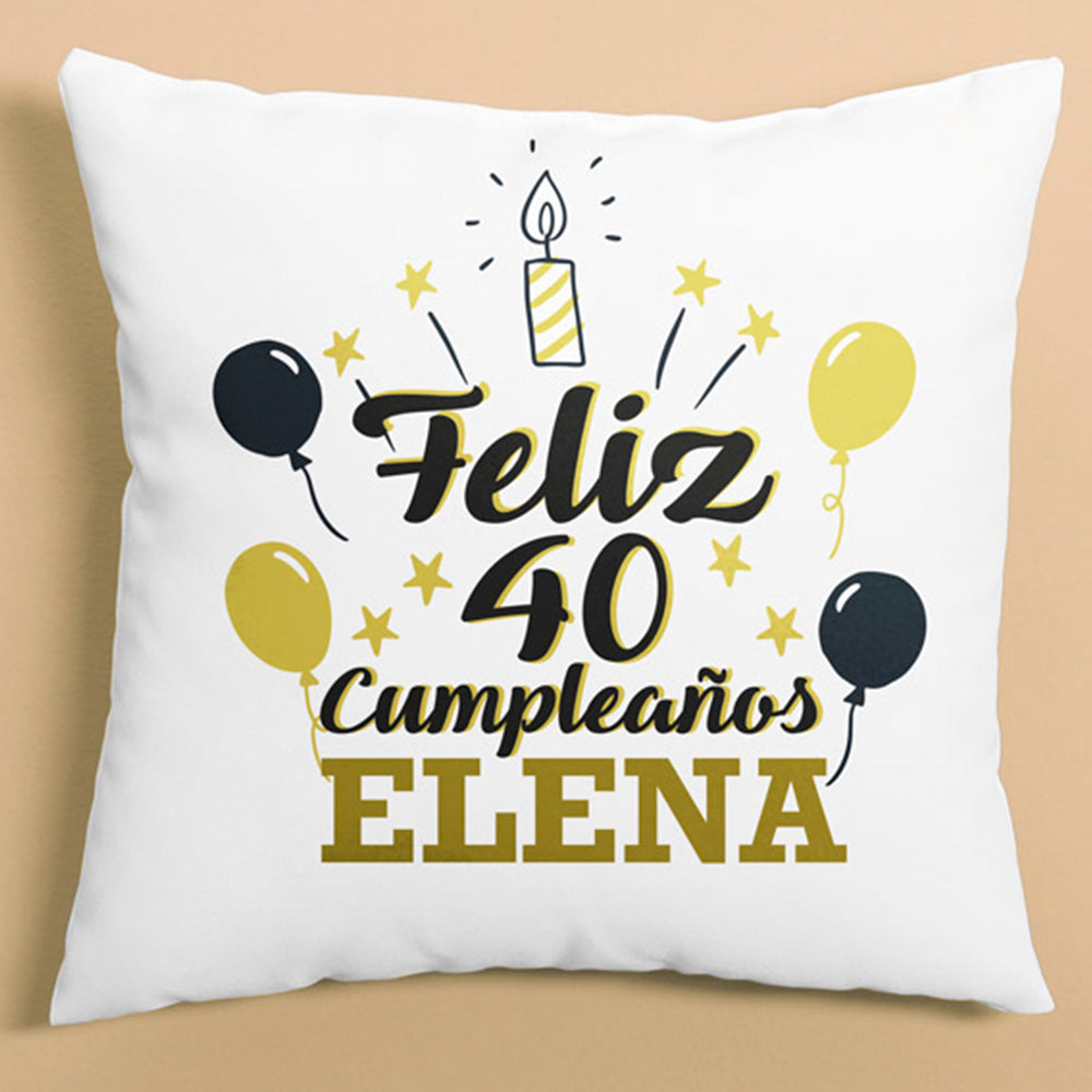 Cojín personalizado Cumpleaños elegante