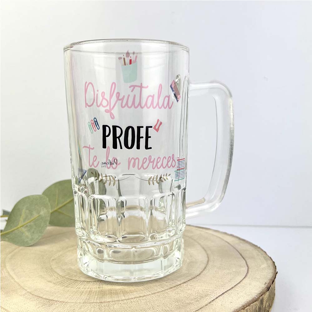 Jarra de cerveza Profe personalizada