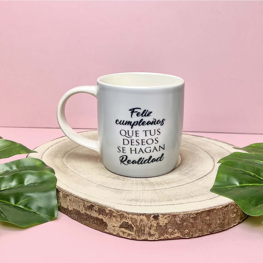 Taza Feliz cumpleaños que tus deseos se hagan realidad (azul)