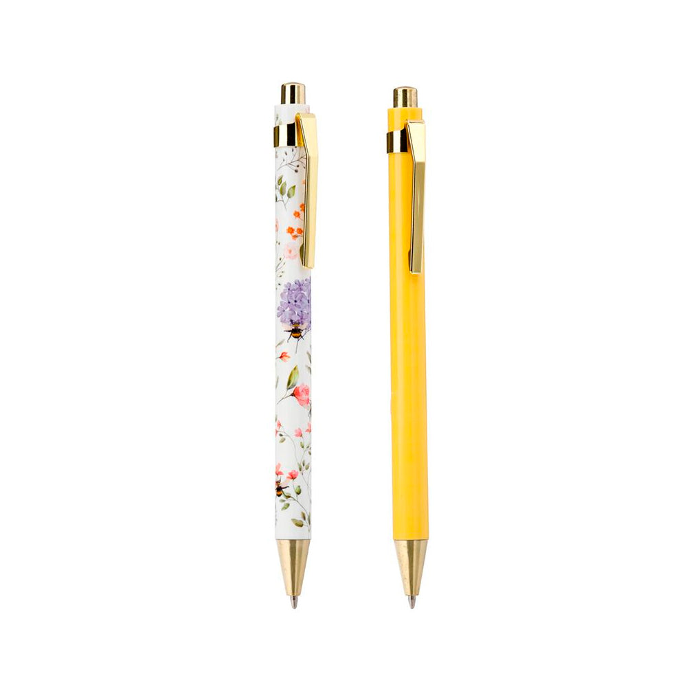 Set de 2 Bolígrafos Floral Amarillo