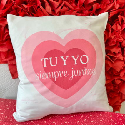 Cojín Tu y Yo rosa