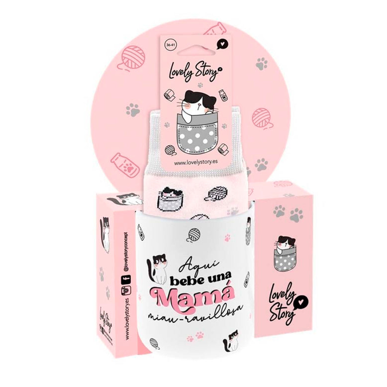 Taza + Calcetines Mamá Gato