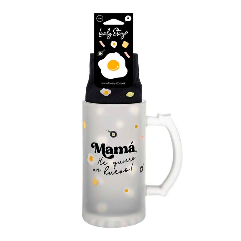 Jarra + calcetines Mamá te quiero un huevo
