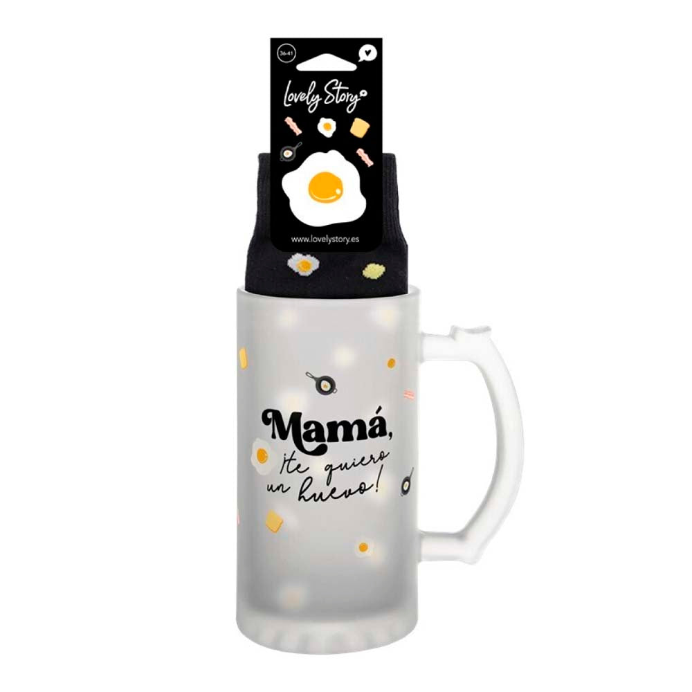 Jarra + calcetines Mamá te quiero un huevo