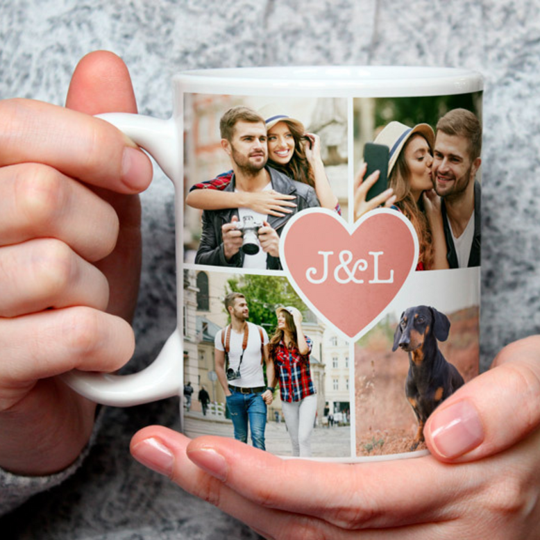 Taza personalizada Collage de fotos y amor