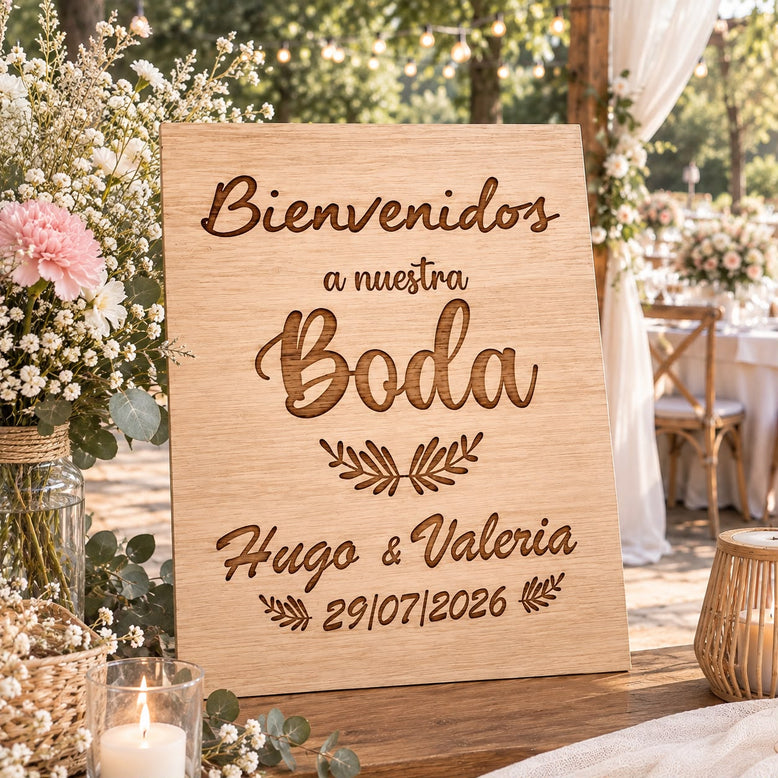 Cartel Bienvenidos a nuestra boda (vertical)